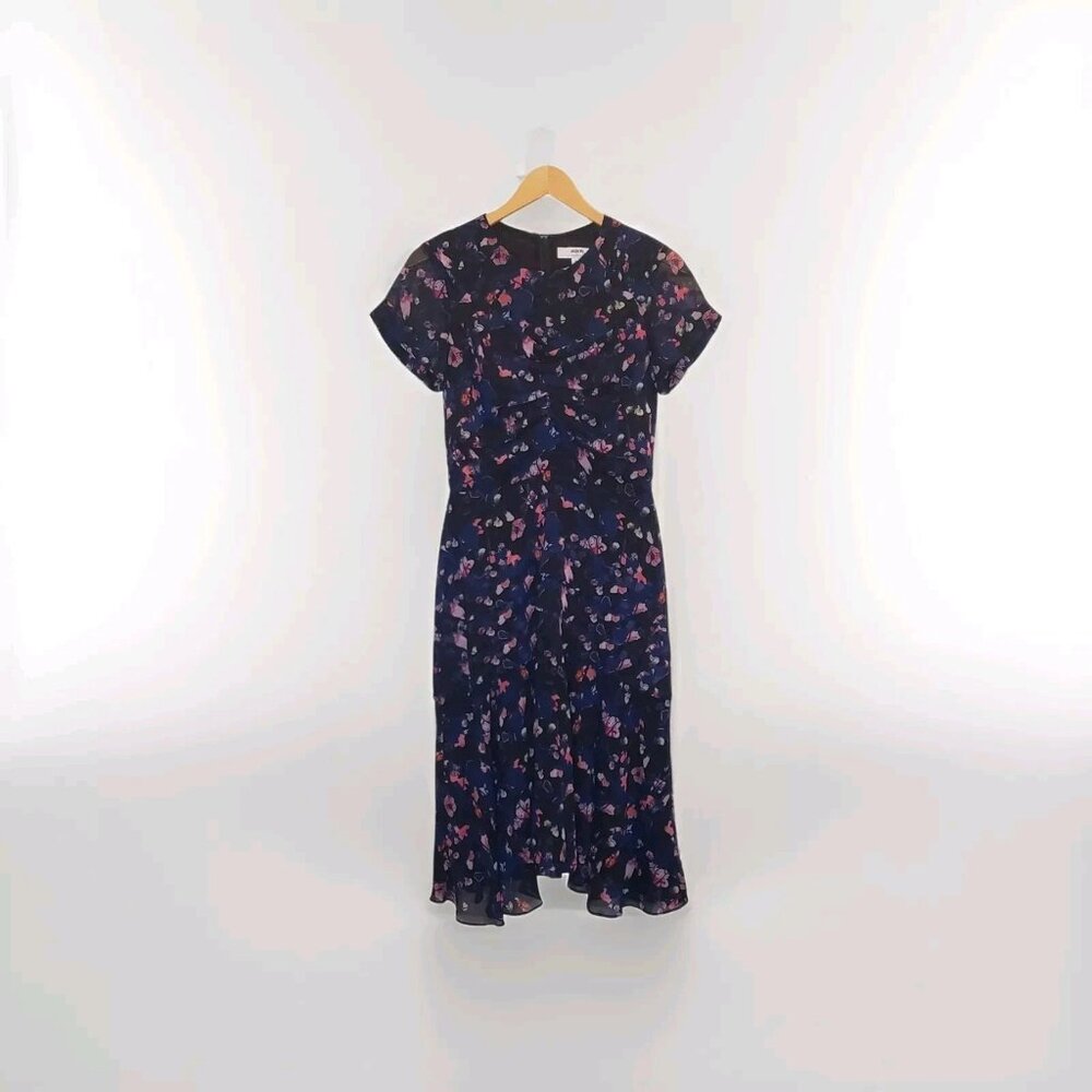 Jason Wu Collective x RTR Pre-Loved Navy Floral Ruched Dress Fit & Flare Pick Sz
